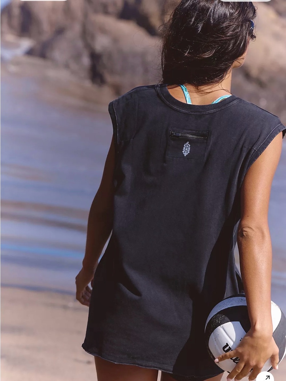 Free people Hot Shot Micro pullover. NWT. Black